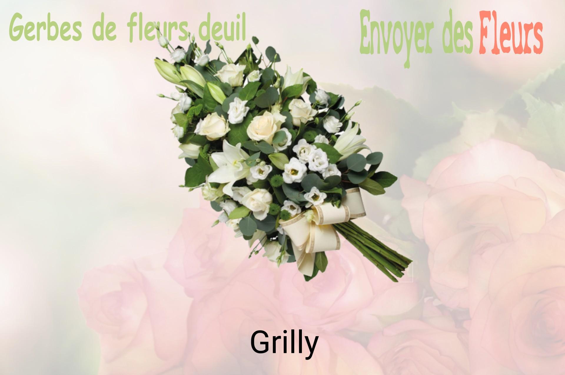 Gerbe de fleurs de deuil livrée à Grilly